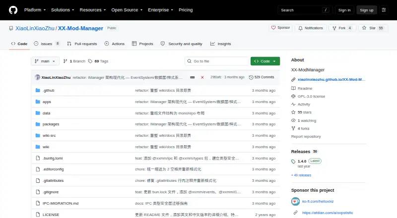 The XX-Mod-Manager homepage