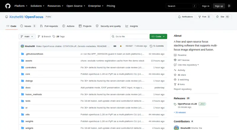 The OpenFocus homepage