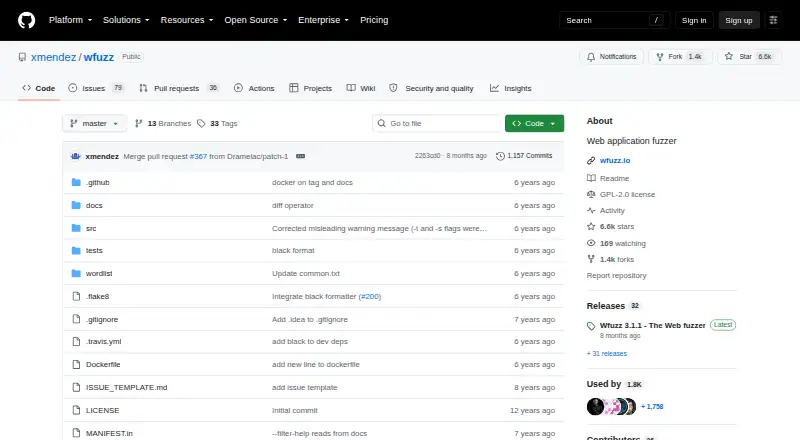 The Wfuzz homepage