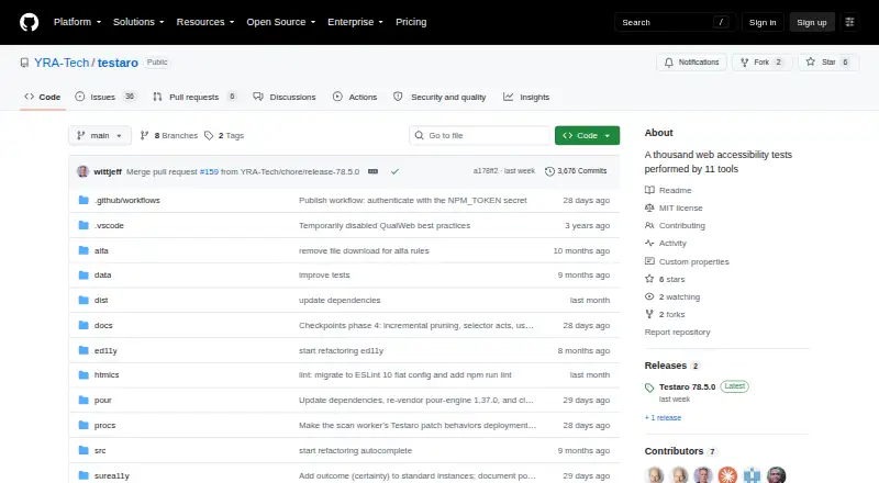 The Testaro homepage