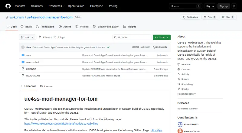 The UE4SS Mod Manager for TOM homepage