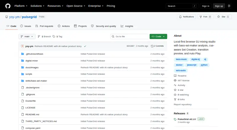 The PulseGrid homepage