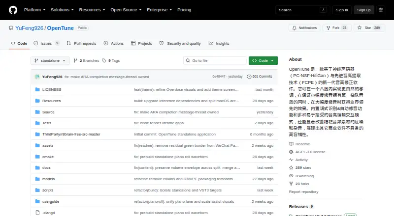 The OpenTune homepage