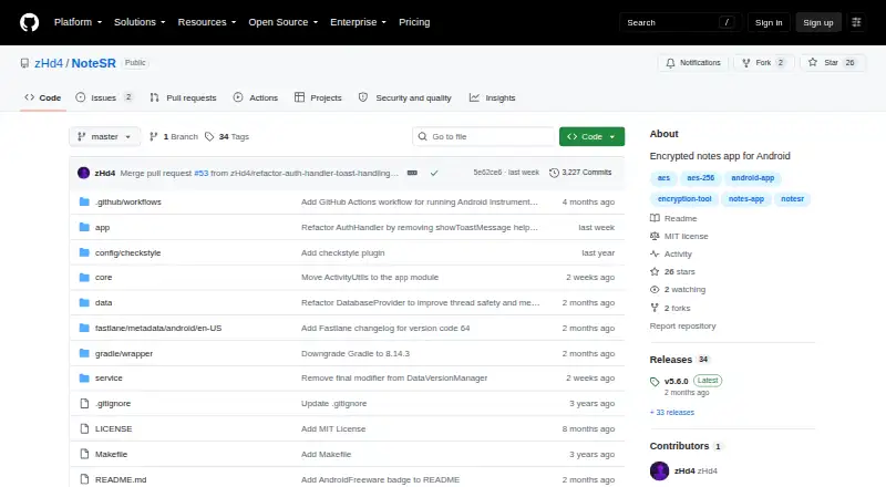 The NoteSR homepage