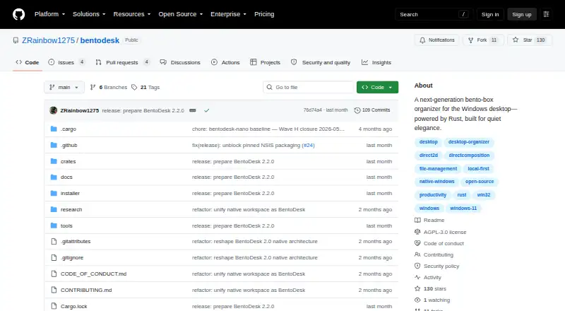 The BentoDesk homepage