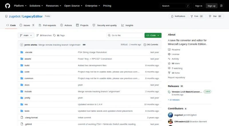 The LegacyEditor homepage