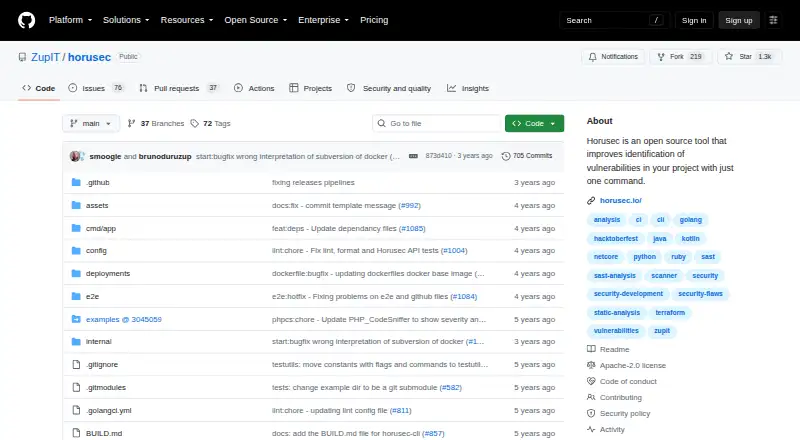The Horusec homepage