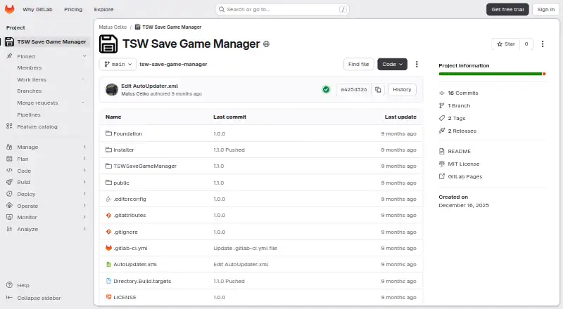 The TSW Save Game Manager homepage