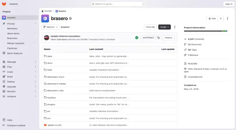 The Brasero homepage