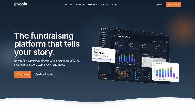 The Givable homepage