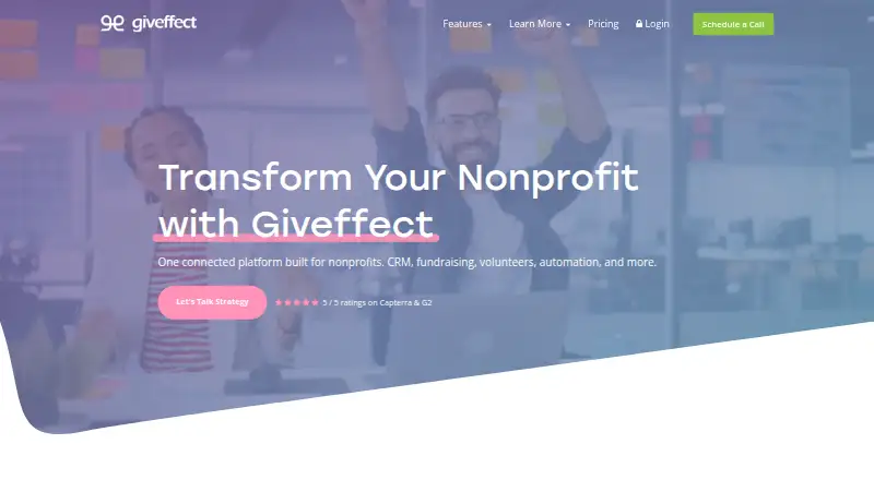 The Giveffect homepage