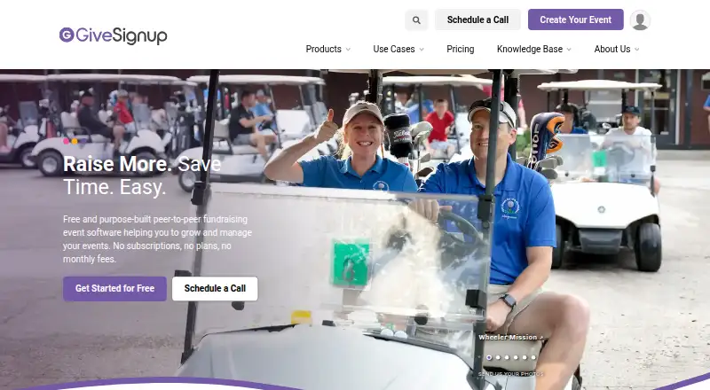 The GiveSignup homepage