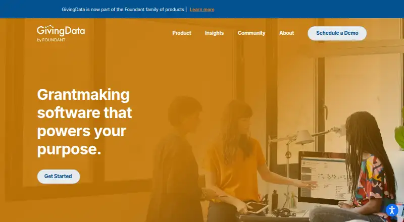 The GivingData homepage