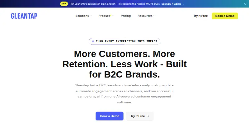 The Gleantap homepage