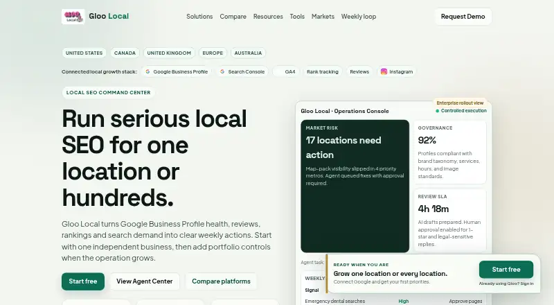 The Gloo Local homepage