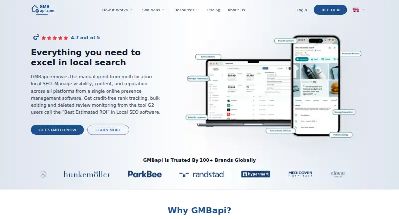 The GMBapi.com homepage