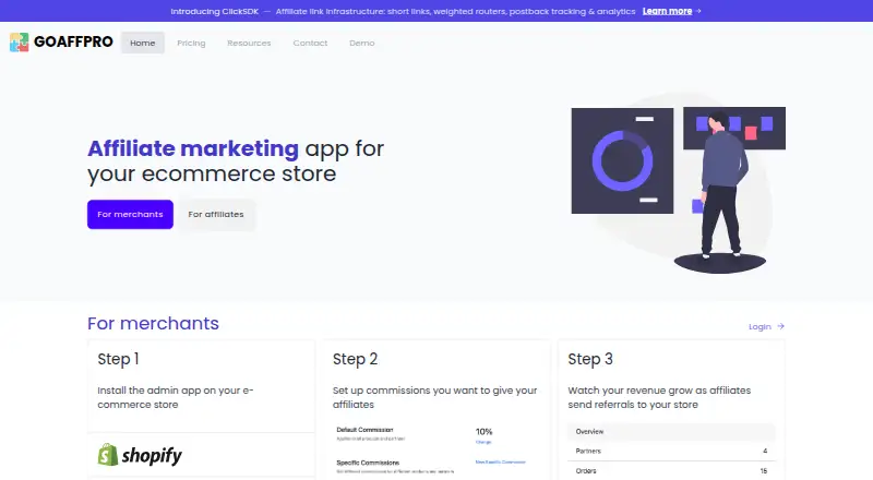 The GoAffPro homepage