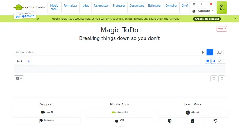 The Magic ToDo homepage