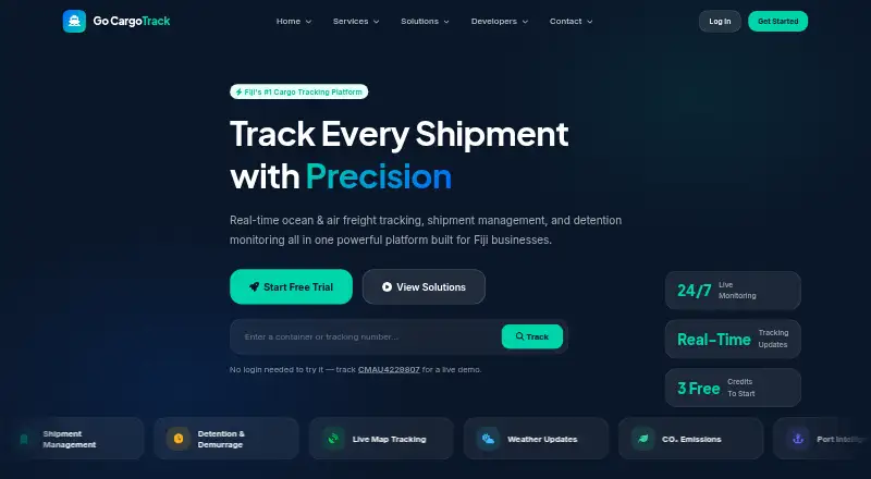 The Go Cargo Track homepage
