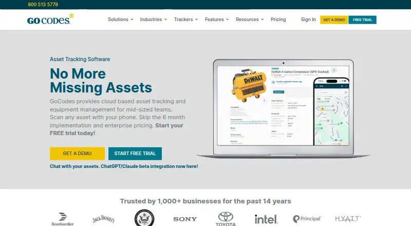 The GoCodes homepage