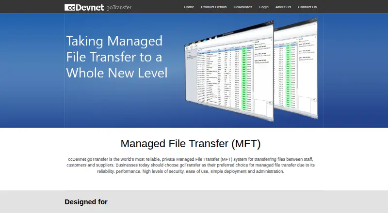 The goTransfer homepage