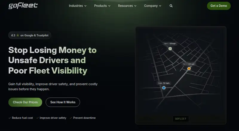 The GoFleet homepage