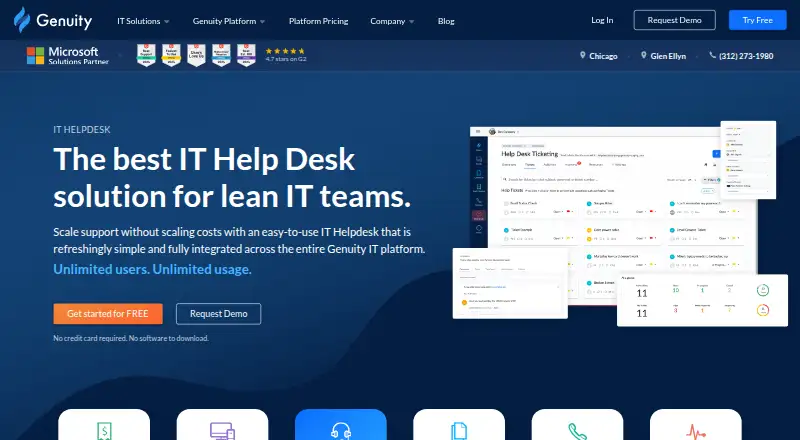 The Genuity Helpdesk homepage