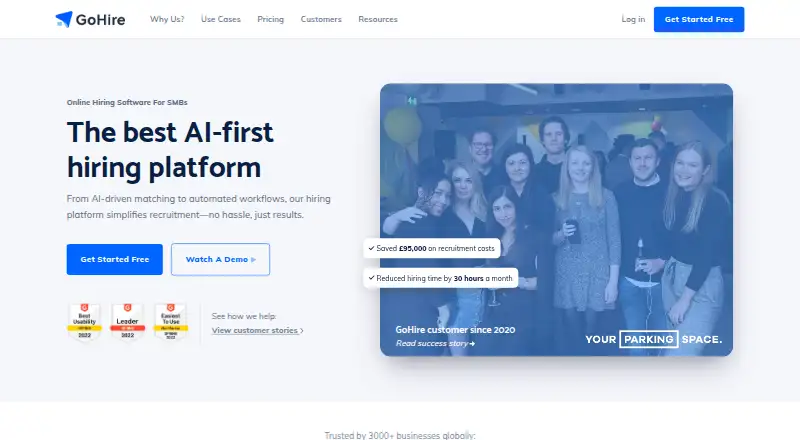 The GoHire homepage
