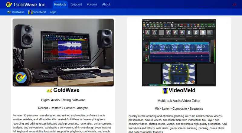 The GoldWave homepage