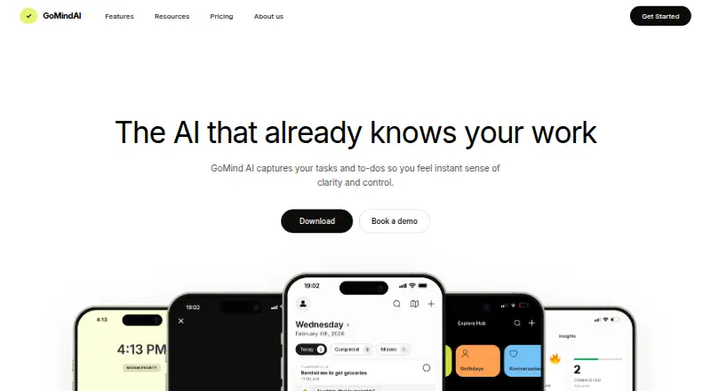 The GoMind AI homepage
