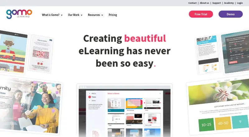The Gomo Learning homepage