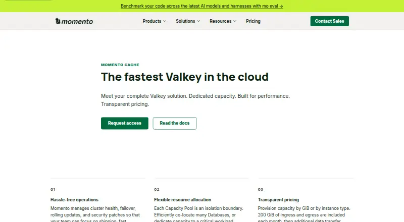 The Momento Cache homepage