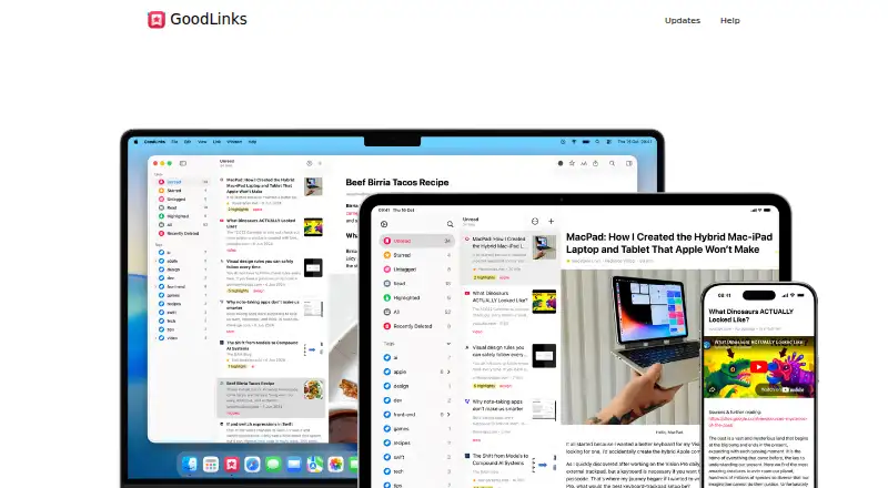 The GoodLinks homepage