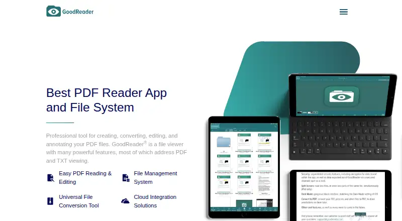 The GoodReader homepage