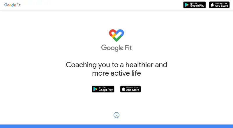 The Google Fit homepage