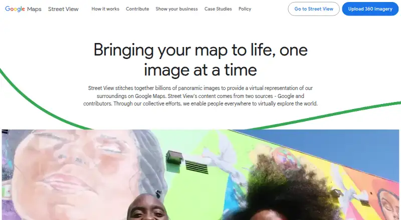 The Google Street View homepage