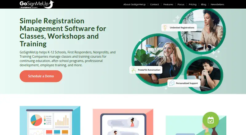 The GoSignMeUp homepage