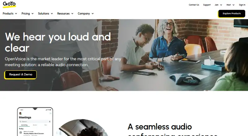The GoTo OpenVoice homepage