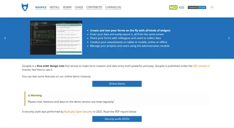 The Goupile homepage