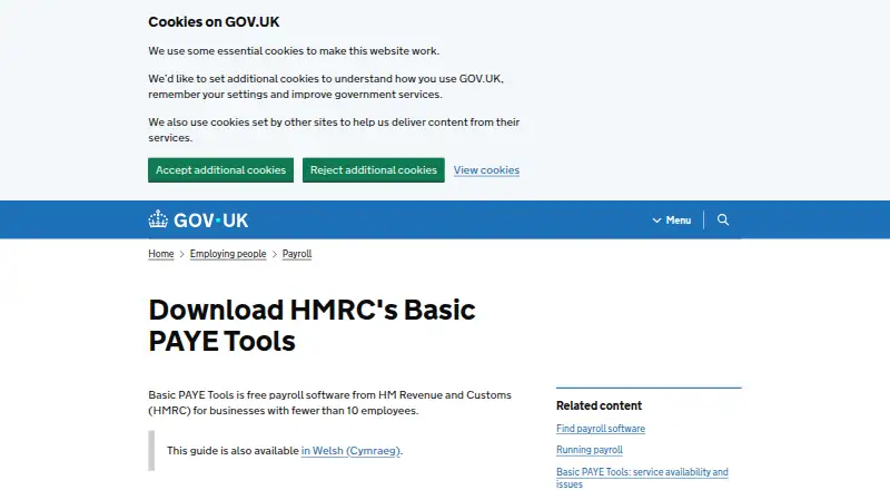 The HMRC Basic PAYE Tools homepage