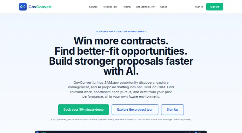 The GovConvert homepage