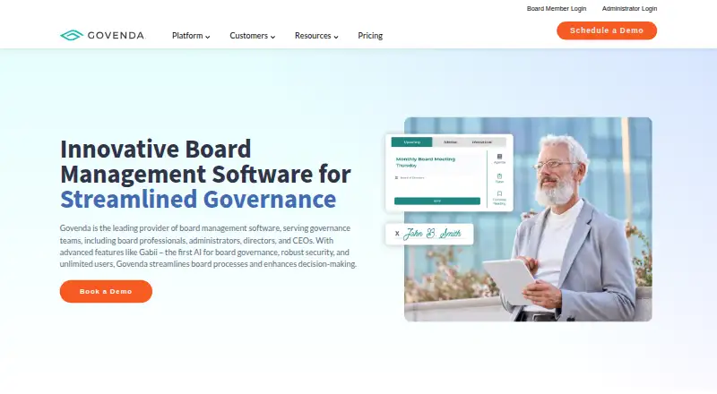 The Govenda homepage