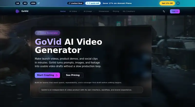 The GoVid homepage