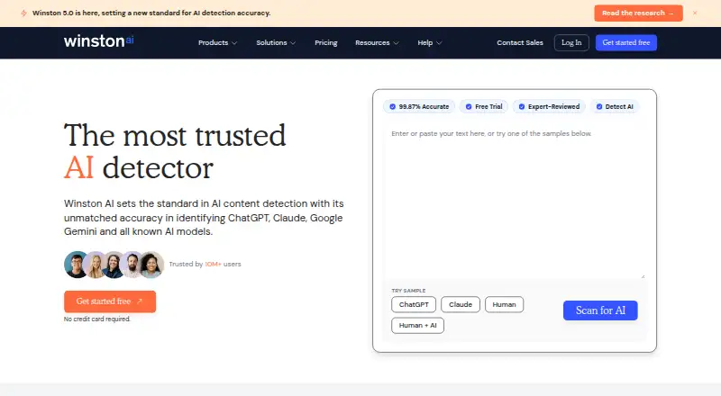 The Winston AI homepage