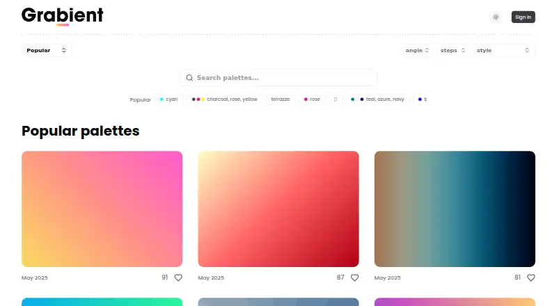 The Grabient homepage