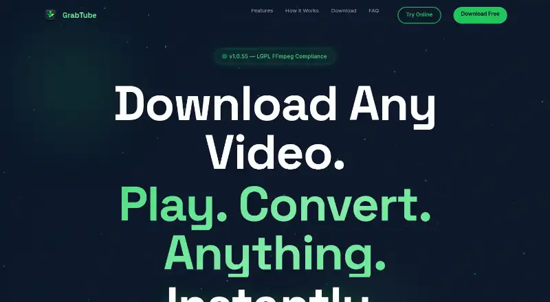 The GrabTube homepage