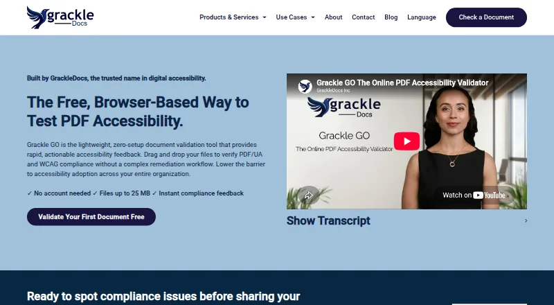 The Grackle GO homepage
