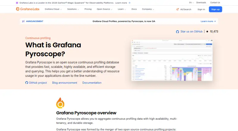 The Pyroscope homepage