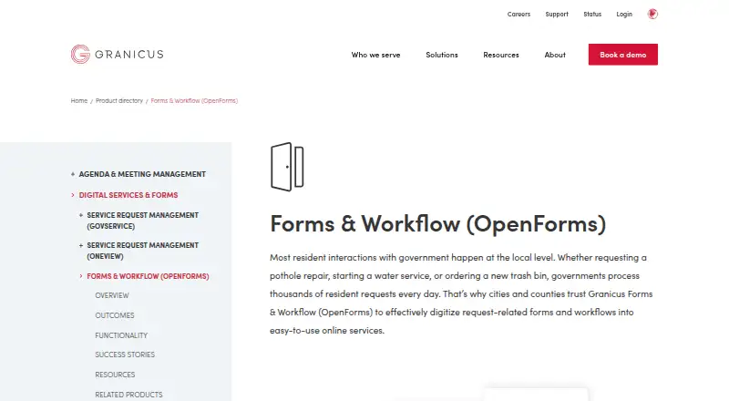 The Forms & Workflow (OpenForms) homepage