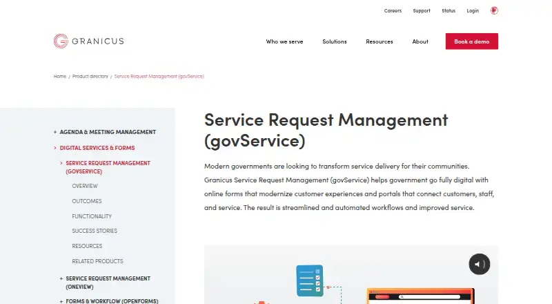The Granicus govService homepage